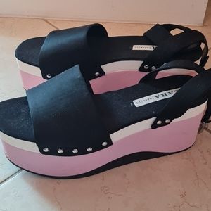 Platform wedge open toe Zara scrappy sandals